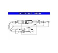 Tirette à câble, commande d'embrayage ATE 24.3728-2707.2