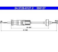 1x Tirette à câble, commande d'embrayage ATE 24.3728-0127.2 convient pour VAG