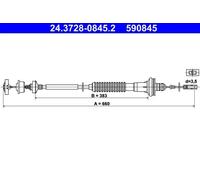 Câble d'embrayage avec réglage automatique 24.3728-0845.2 ATE pour PEUGEOT