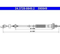 Câble d'embrayage avec réglage automatique 24.3728-0849.2 ATE pour PEUGEOT 206+