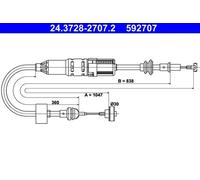 Tirette à câble, commande d'embrayage ATE 24.3728-2707.2