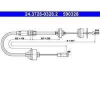 Câble d'embrayage avec réglage manuel 24.3728-0328.2 ATE pour CITROËN PEUGEOT