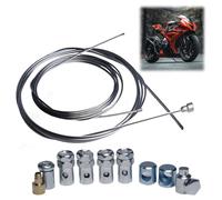 Câble d'Embrayage Universel, Kit de Réparation de Câble d'accélérateur avec 8 Connecteurs Filetés, Câble d'Accélérateur et d'Embrayage Ø2mm 1,5m Argenté avec Serre-Câble pour Moto Tondeuse Quad
