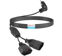 Câble d'extension 2 prises Euro - Longueur européenne - Câble d'alimentation de 2 m - Câble d'alimentation 2 en 1 - Triple prise de type C - 0,75 mm² max 2,5 A/250 V - Pour TV, PC, ordinateur