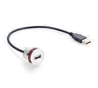 Câble d'extension à port unique USB 2.0 mâle vers femelle encastré en aluminium USB A rond pour tableau de bord de voiture, moto, bateau (0,3 m) (USB 2.0)