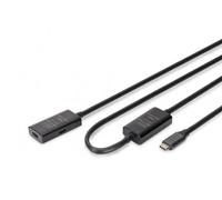 DIGITUS Câble d'extension USB actif - USB-C femelle vers mâle - 10 m - USB 3.2 Gen1-5 Gbit/s - Plug & Play - avec amplificateur de signal - Noir