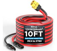Câble d'extension adaptateur de charge solaire MC4 vers XT60, 12 AWG/4 mm² en cuivre pur sans oxygène, connecteur solaire MC4 vers XT60, pour panneau solaire vers batterie LiFePO4, centrale électrique