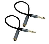 Câble d'extension audio mâle vers femelle de 6,35 mm, câble d'extension TRS de 6,35 mm, lot de 2 adaptateurs stéréo pour casque, guitare, noir, plaqué or, transfert de signal sans bruit