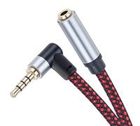 Câble d'extension audio TRRS de 3,5 mm de 4 m, rallonge de casque auxiliaire à 90 degrés, cordon tressé à 4 pôles avec support de micro, compatibilité universelle (4 m)