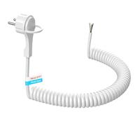 Câble d'extension avec prise de courant Schuko 7M avec fiche Schuko extra plate, câble en spirale extensible en plastique, câble d'extension en PVC, câble d'alimentation Schuko 230 V / 16 A, blanc