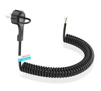Câble d'extension avec prise Schuko de 10 m, connecteur Schuko extra plat, câble en spirale extensible en plastique, câble d'extension, câble d'alimentation Schuko 230 V / 16 A, noir