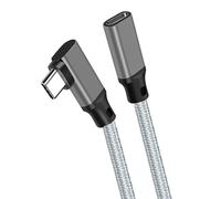 Câble d'extension coudé tressé gris Type-C - (10 Gbit/s + 4 K + 100 W) 1 m