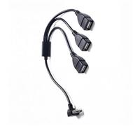 Câble d'extension coudé USB mâle vers triple femelle permettant le chargement et le transfert de données pour téléphones, tablettes, claviers, cordon de charge USB