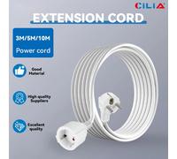 Câble d'Extension d'Alimentation 3M/5M/10M avec Prise EU, Protection de Tête Plate, Prise de Courant Norme Européenne 16A/250V 1.0mm² 3680W SH-16-White-5M