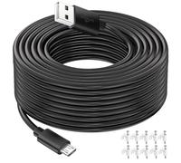 Câble d'extension d'alimentation compatible avec Wyze Cam/Wyze Cam Pan, Yi Camera, NestCam Indoor, Blink XT, câble de charge USB vers micro USB pour caméra de sécurité domestique - Noir/5 m