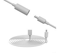 Câble d'extension de 3 m compatible avec Echo et Echo Dot 3e, 4e, 5e génération, long cordon d'alimentation étanche à la poussière avec connecteur sécurisé de 5 mm, noyau en cuivre (blanc)