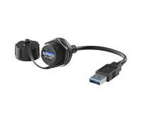 Câble d'extension de connecteur USB 3.0 de 0,1 m à 4 m, adaptateur automobile M20 à baïonnette rapide, USB type A femelle vers mâle, panneau de données(0.3m USB3.0,Plastic nut)