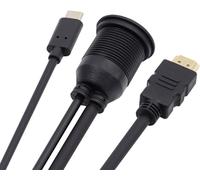 Câble d'extension de données USB-C USB 2.0 type C mâle vers femelle coudé à gauche et à droite avec manchon pour ordinateur portable (type C + HDMI)