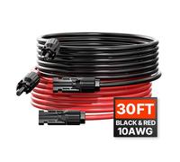 Câble d'Extension de Panneau Solaire Étanche IP67 pour Panneaux Solaires Domestiques 9 14 m 10 AWG CC 1500 V Lot de 2 Toits