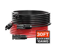 Câble d'Extension de Panneau Solaire-VEVOR-9,14 m, 10 AWG-avec Connecteurs Femelles et Mâles, CC 1500 V, Étanche IP67-Lot de 2