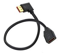 Câble d'extension DisplayPort 2.1 52 Gbps - Angle de 90 degrés - DP mâle vers femelle - Prise en charge du câble d'extension 16K @ 30 Hz, 8K @ 120 Hz, 4K @ 240 Hz/165 Hz HDR, HDCP pour double écran