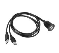 Câble d'extension double Port USB 2.0 pour voiture, cordon de montage sur le panneau de la Console centrale du tableau de bord, rallonge de prise mâle à femelle pour moto