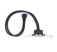 Câble d'extension double port USB 3.0, vitesse de transfert maximale Super-Speed 5 Gbit/s, connecteur USB en façade avec support en acier pour la