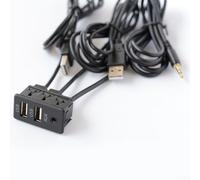 Câble d'extension double USB 2.0 avec port auxiliaire de 3,5 mm, adaptateur de chasse d'eau étanche pour voiture, bateau, moto audio et charg