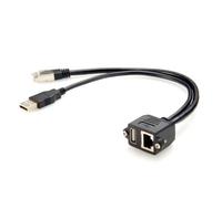Câble d'extension Ethernet Combo double USB 2.0 RJ45 Cat5e, RJ45 8P8C USB type-a mâle à femelle, câble d'alimentation for châssis de panneau à vis