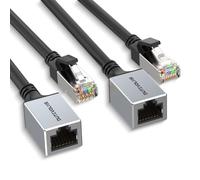 Câble d'extension Ethernet Gigabit Cat6 2M 2 Pièces, Prolongateur blindé | Câble Réseau Rallonge RJ45, Connecteur RJ45 Mâle vers Femelle, pour Mac, PC, Routeurs et Modems