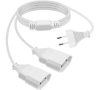 Câble D'extension Euro 2 en 1 Rallonge 2 Prise Euro Coudée à 90° 2.5A 250V Rallonge Euro 2 Way 2x0.75 mm² pour Appareils Ménagers, Téléviseurs, Ordinateurs Etc (Blanc, 1.5m)