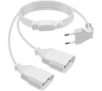 Câble D'extension Euro 2 en 1 Rallonge 2 Prise Euro Coudée à 90° 2.5A 250V Rallonge Euro 2 Way 2x0.75 mm² pour Appareils Ménagers,Téléviseurs,Ordinateurs Etc (90° Blanc,1.5m)