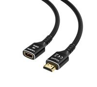 Câble d'extension HDMI 2.0 (1.5 Mètres)-HDMI mâle vers femelle-4K @ 60 Hz-tressé en nylon-Compatible avec clé TV,HDTV,PS5,PS4,Xbox,Full HD,3D,ARC,HDR-Noir