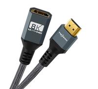 Câble d'extension HDMI 8K 4K, Câble HDMI 2.1 Mâle vers Femelle, Rallonge Câble HDMI en nylon tressé compatible 8K@60Hz, 4K@120Hz, 48Gbps(1,5M)