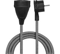 - Câble d'extension HQ de qualité supérieure - Schuko avec fiche plate à 90 ° et câble d'alimentation gainé de textile de 3 m