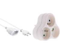 Câble d'extension KPSM5W 230V 5m, Rallonge Euro avec fiche et Prise Euro, rallonge de câble d'alimentation pour 230V, Prise, Couleur Blanche & Zenitech Triplite 3X 16A Triangulaire Blanc