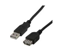 Câble d'extension MCL USB 2.0 Type A Mâle/Femelle, 3m, Noir - Connecteurs USB-A mâle et USB-A femelle, Format droit, MC922AMF-3M/N