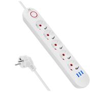 Maclean Bloc multiprise MCE395 B 5 prises 3 ports USB 2500W blanc