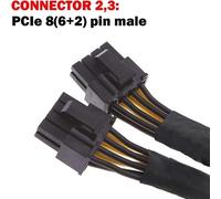 Câble d'extension PCI E séparateur en Y, USB 2.0 de 20cm, adaptateur PCI Express 8 broches femelle vers double 2X 8 broches (6 + 2) mâle