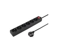 Câble d'extension - PREMIUMCORD - 5m - 6 prises - Interrupteur intégré - Noir
