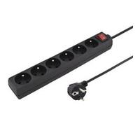 Câble d'extension - PREMIUMCORD - 5m - 6 prises - Interrupteur intégré - Noir