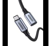 Câble d'Extension Ugreen USB-C 3.2 Gen 2 (3.1 Gen 2) 1m, Connecteurs USB-C Mâle/Femelle, Transfert 10 Gbit/s, 20V/5A, Noir/Gris