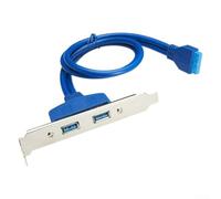 Câble d'extension USB 3.0 à 20 broches pour carte mère PC avec double ports blindés 50 cm de long Couleur noire pour boîtier d'ordinateur de bureau Adaptateur connecteur interne (Bleu)