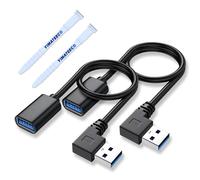 Câble d'extension USB 3,0 Angle gauche,Câble de données USB mâle à femelle de 30CM,adaptateur USB à 90 degrés avec Contacts plaqués or pour clé USB,disque dur(Angle gauche,2 pièces,noir)