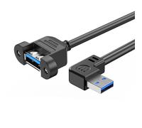Câble d'extension USB 3.0 avec angle de 90 degrés USB 3.0 femelle vers femelle avec câble adaptateur pour PC avec support de panneau à vis