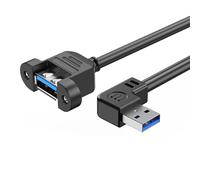 Câble d'extension USB 3.0 avec angle de 90 degrés USB 3.0 femelle vers femelle avec câble adaptateur pour PC avec support de panneau à vis
