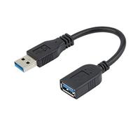 Câble d'extension USB 3.0 de 15cm - Rallonge / Prolongateur USB A vers A - Répéteur USB 3.0 - M/F - Noir - Rallonge de câble USB - USB type A (F)