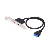 Câble D'Extension Usb 3.0 Pour Panneau Avant 19/20 Broches 1 Mâle Vers 2 Usb C Femelles Châssis Panneau Arrière Port Câble D'Extension Avec Support Pci-E De 12 Cm[ADA06734]