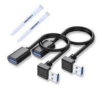 Câble d'extension USB 3,0 vers le bas,Câble de données USB mâle à femelle de 30CM,adaptateur USB à 90 degrés avec Contacts plaqués or pour clé USB,disque dur(Angle vers le bas,2 pièces,noir)