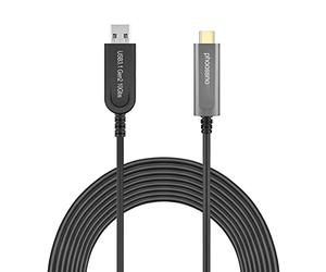 Câble d'extension USB A vers C en fibre optique USB 3.1 Gen2 10 Gbit/s 10 m Compatible avec Microsoft Azure Logitech Camera Aver & Vaddio & Barco ClickShare Écran tactile Kinect Oculus VR Intel